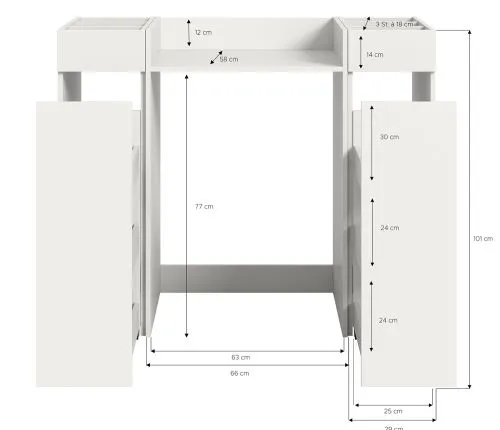 Waschmaschinenumbau Set Free | weiß | 3-teilig