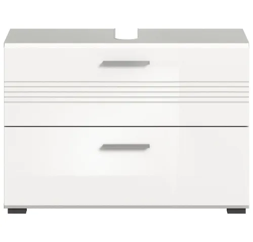 Waschtisch Copa mit Schubkästen | hellgrau / weiß Hochglanz