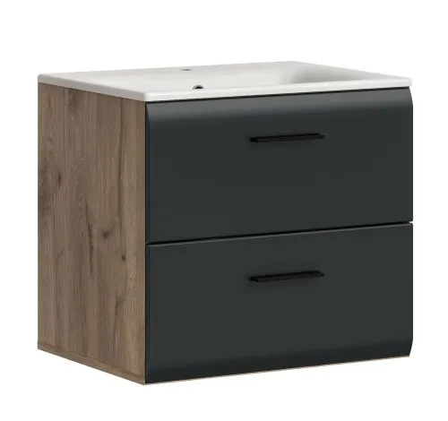 Waschtisch Ice 2 inkl. Waschbecken | Nox Oak / schwarz matt