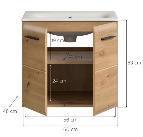 Waschtisch Ice inkl. Waschbecken | Artisan Oak