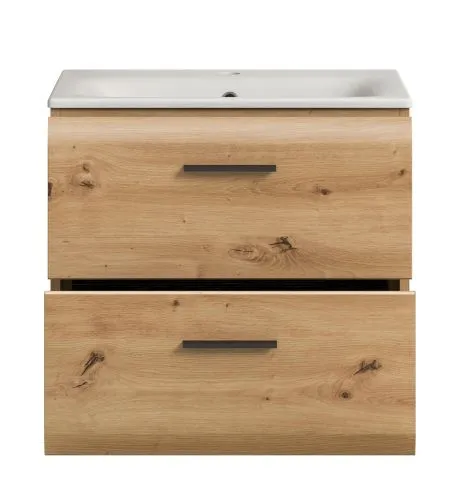Waschtisch Ice inkl. Waschbecken, Artisan Eiche Dekor, 2 Schubkästen mit Griffmulden, Waschtisch mit Waschbecken – Ansicht 4