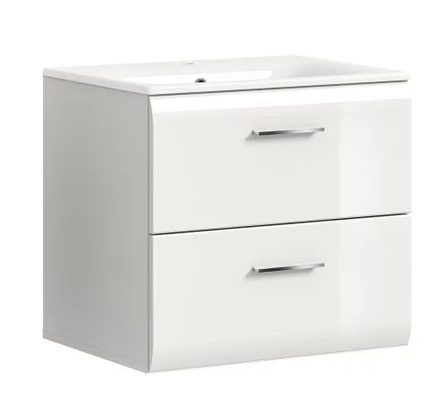 Waschtisch Ice inkl. Waschbecken | mit Schubkästen | weiß / weiß Hochglanz