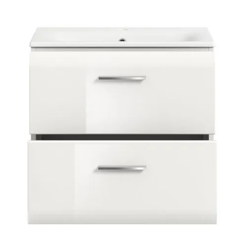 Waschtisch Ice inkl. Waschbecken | mit Schubkästen | weiß / weiß Hochglanz