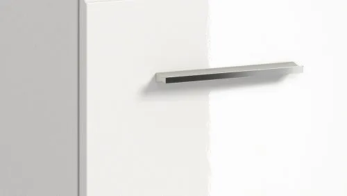 Waschtisch Ice inkl. Waschbecken, weiß Hochglanz, im Bad montiert, 2 Schubkästen mit Griffmulden, integriertes Waschbecken – Ansicht 6
