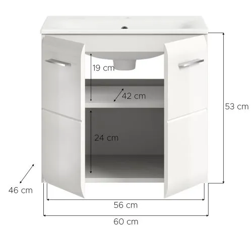 Waschtisch Ice inkl. Waschbecken | weiß / weiß Hochglanz