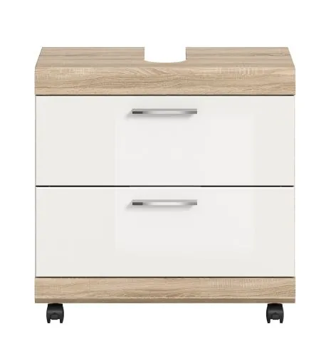 Waschtisch Lambada 1 | mit Schubkästen | weiß Hochglanz / Sonoma Eiche