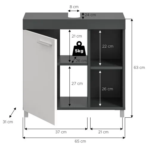 Waschtisch Noah | anthrazit / weiß
