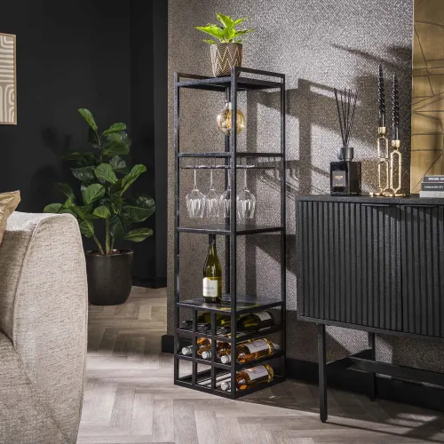 Weinregal Talina | Metall | mit Beleuchtung | dunkelgrau