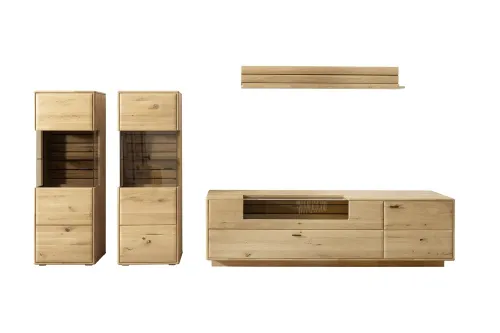 Wohnkombination 4 Girona | Ast / Balkeneiche | 3-teilig | optional LED Beleuchtung