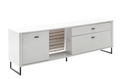 Wohnkombination 4 Louisiana | Modern White | 3-teilig | Vitrine & TV-Board mit Beleuchtung