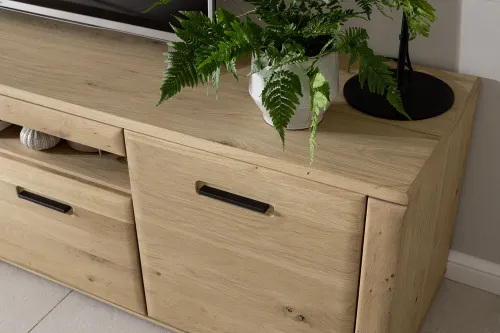 Wohnkombination Alento 2 | Asteiche / Balkeneiche | 3-teilig | Beleuchtung Wandboard