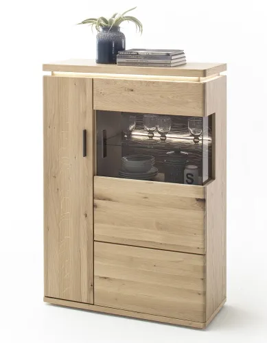 Wohnkombination Barcelona 3 | Balkeneiche Bianco / Eiche Bianco | 3-teilig | inkl. LED Beleuchtung