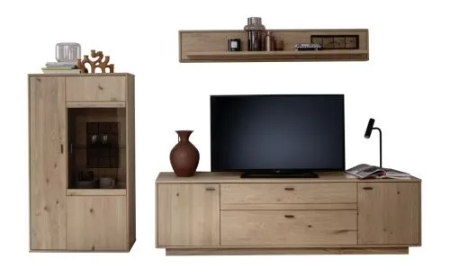 Wohnkombination Freeport 1 | Ast-/ Balkeneiche | 3-teilig | LED Beleuchtung