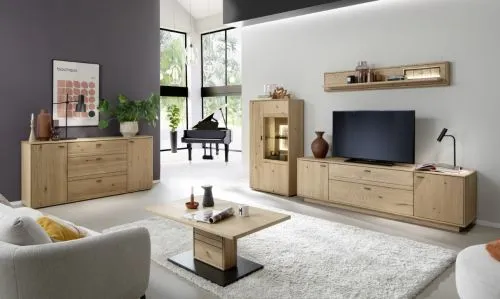 Wohnkombination Freeport 1 | Ast-/ Balkeneiche | 3-teilig | mit 165 cm Beleuchtung