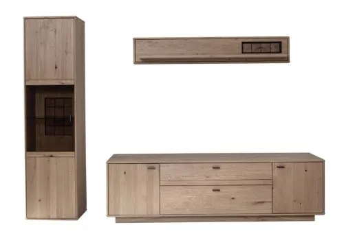 Wohnkombination Freeport 2 | Ast-/ Balkeneiche | 3-teilig | LED Beleuchtung