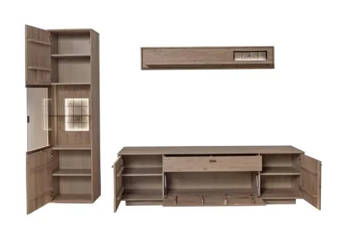 Wohnkombination Freeport 2 | Ast-/ Balkeneiche | 3-teilig | mit 50 cm Beleuchtung