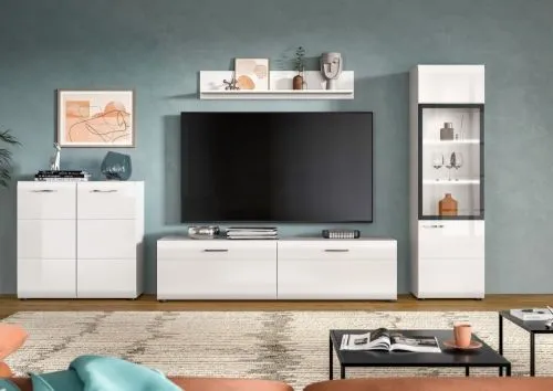 Wohnkombination Ice 2 | 4-teilig | weiß / schwarz