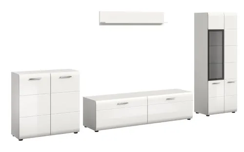 Wohnkombination Ice | 4-teilig | weiß / schwarz