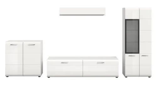 Wohnkombination Ice | 4-teilig | weiß / schwarz