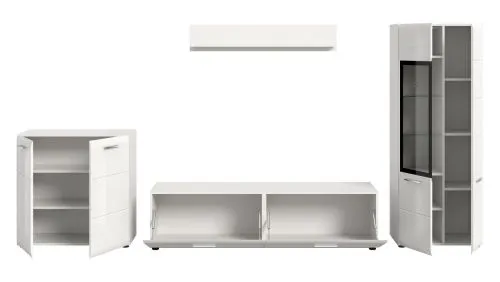 Wohnkombination Ice | 4-teilig | weiß / schwarz