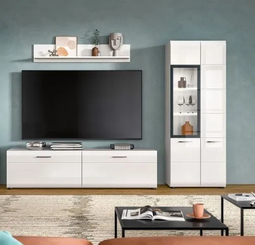 Wohnkombination Ice 5 | 3-teilig | weiß / schwarz