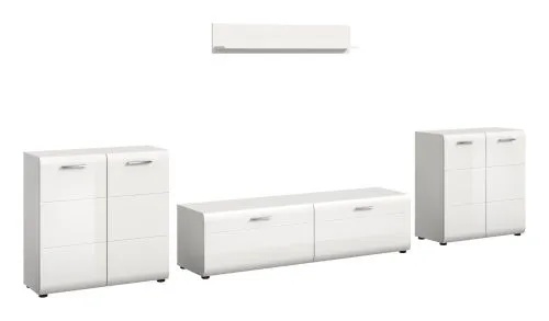 Wohnkombination Ice 6 | 4-teilig | weiß / schwarz