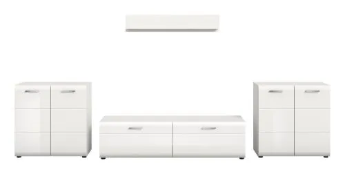 Wohnkombination Ice 6 | 4-teilig | weiß / schwarz