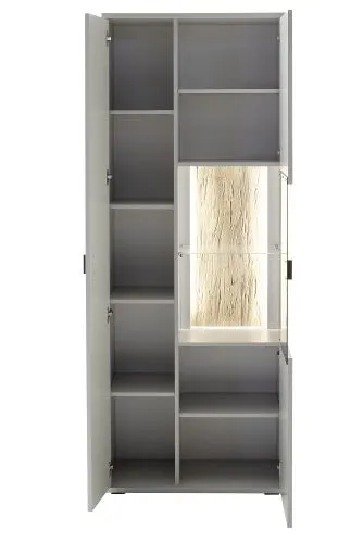 Wohnkombination Lissabon 2 | Modern White | 3-teilig | Kombi-Vitrine mit Bandbeleuchtung
