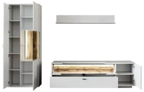 Wohnkombination Lissabon 2 | Modern White | 3-teilig | optional LED Beleuchtung