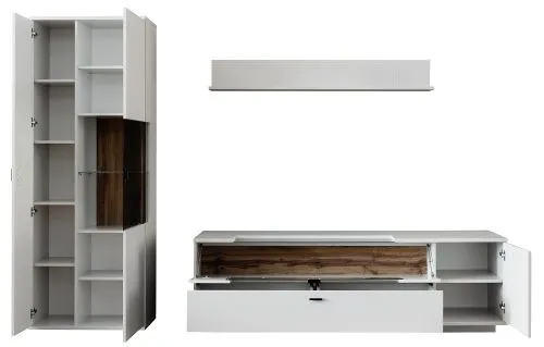 Wohnkombination Lissabon 2 | Modern White | 3-teilig | optional LED Beleuchtung