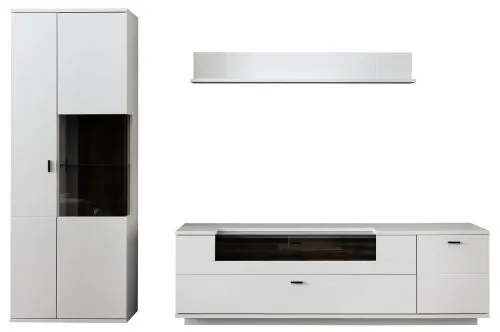 Wohnkombination Lissabon 2 | Modern White | 3-teilig | TV-Board mit Bandbeleuchtung