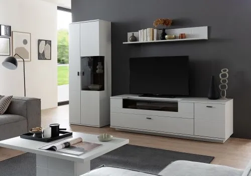Wohnkombination Lissabon 2 | Modern White | 3-teilig | TV-Board mit Bandbeleuchtung