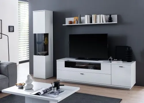 Wohnkombination Lissabon | Modern White | 3-teilig | ohne Beleuchtung