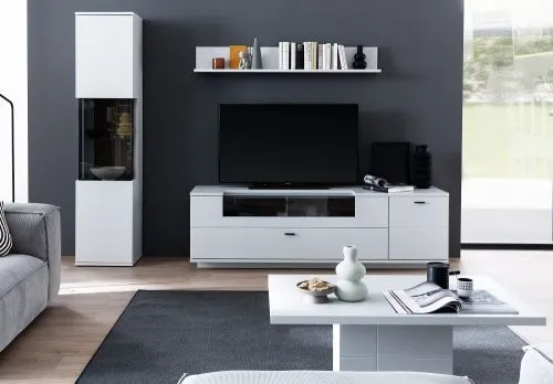 Wohnkombination Lissabon | Modern White | 3-teilig | optional LED Beleuchtung