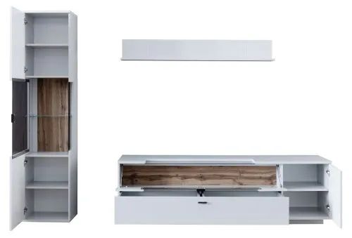 Wohnkombination Lissabon | Modern White | 3-teilig | optional LED Beleuchtung