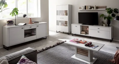 Wohnkombination Louisiana 2 | Modern White | 3-teilig | ohne Beleuchtung