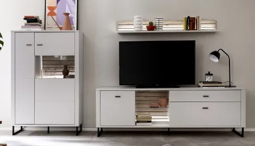 Wohnkombination Louisiana 3 | Modern White | 3-teilig