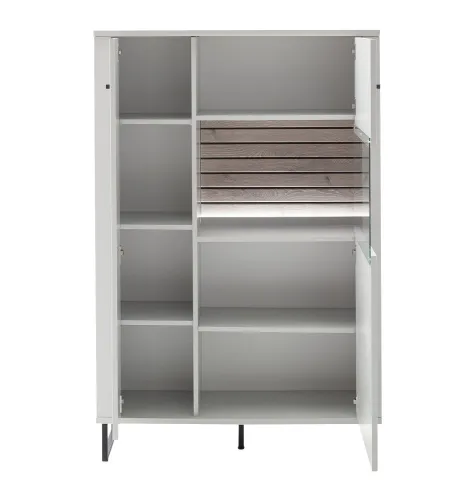 Wohnkombination Louisiana 3 | Modern White | 3-teilig | Highboard & TV-Board mit Beleuchtung