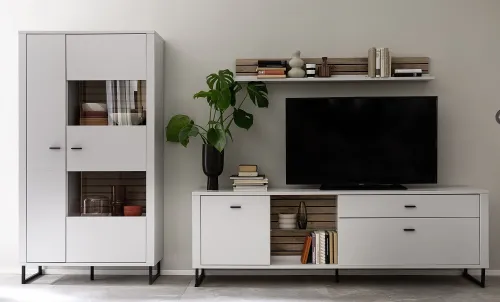 Wohnkombination Louisiana | Modern White | 3-teilig | ohne Beleuchtung