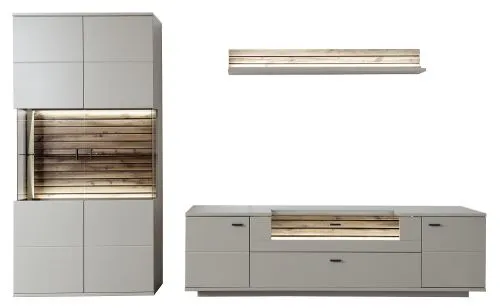 Wohnkombination Lüttich 3 | Basalt / Wotan Eiche | 3-teilig | Komplettset