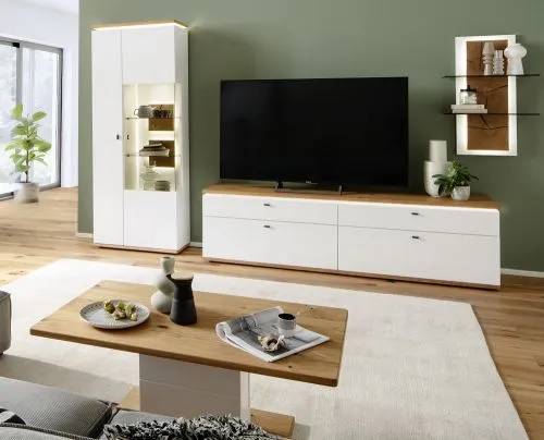 Wohnkombination Matadi 3 | Soft white / Ast-Balkeneiche | 3-teilig