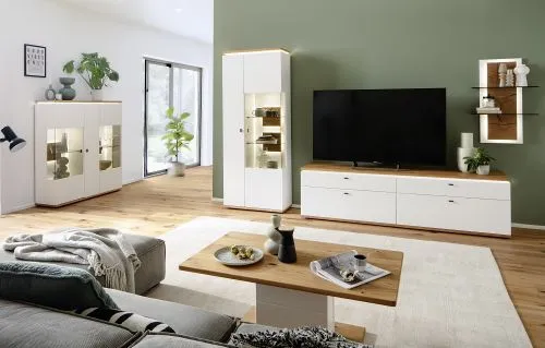 Wohnkombination Matadi 3 | Soft white / Ast-Balkeneiche | 3-teilig