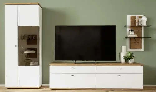 Wohnkombination Matadi 3 | Soft white / Ast-Balkeneiche | 3-teilig