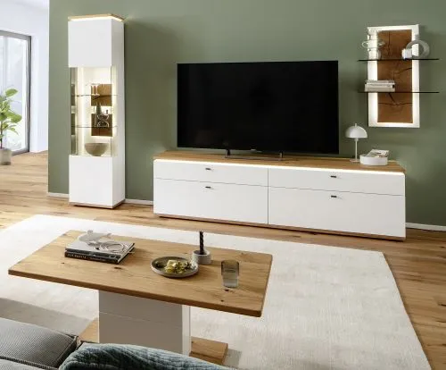 Wohnkombination Matadi | Soft white / Ast-Balkeneiche | 3-teilig