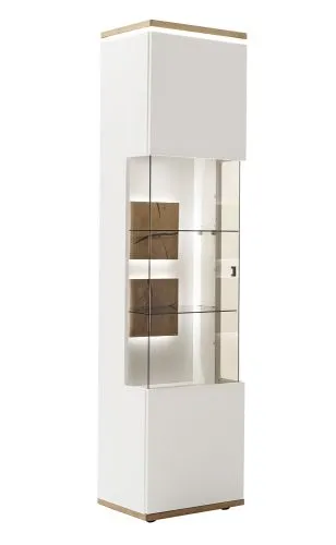 Wohnkombination Matadi | Soft white / Ast-Balkeneiche | 3-teilig | Vitrine mit Bandbeleuchtung