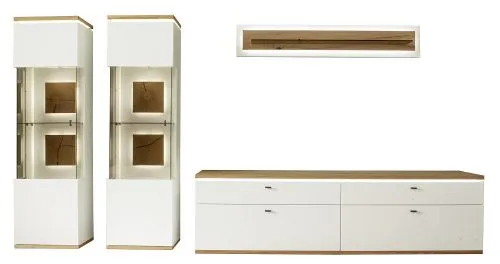 Wohnkombination Matadi | Soft white / Ast-Balkeneiche | 4-teilig