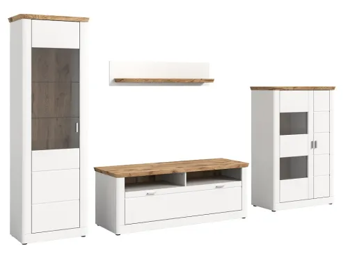 Wohnkombination Michigan | weiß / Viking Oak | 4-teilig