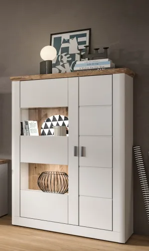 Wohnkombination Michigan | weiß / Viking Oak | 4-teilig