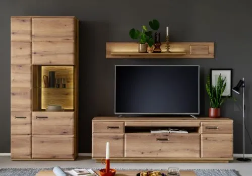 Wohnkombination Naxos 1 | Eiche Evoke | 3-teilig | LED Beleuchtung