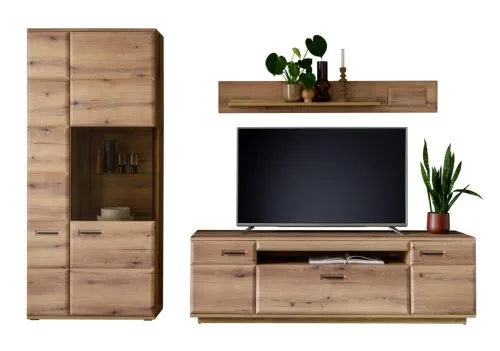 Wohnkombination Naxos 1 | Eiche Evoke | 3-teilig | LED Beleuchtung